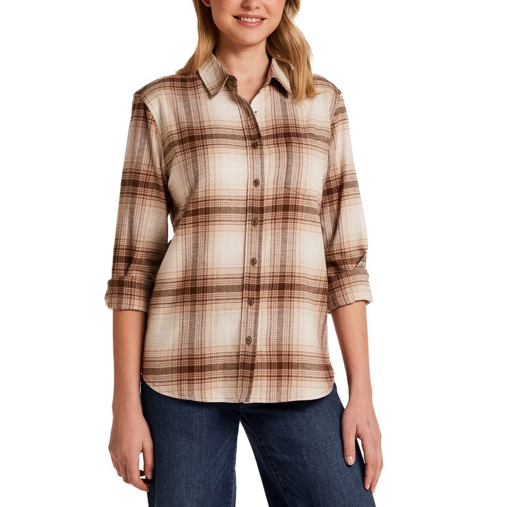 Weatherproof Vintage Women's Flannel Shirt, Tan, Size: 2XL, New